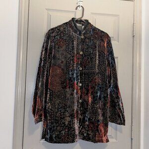 White Stag Gold And Velour Accent Mandarin Style Top